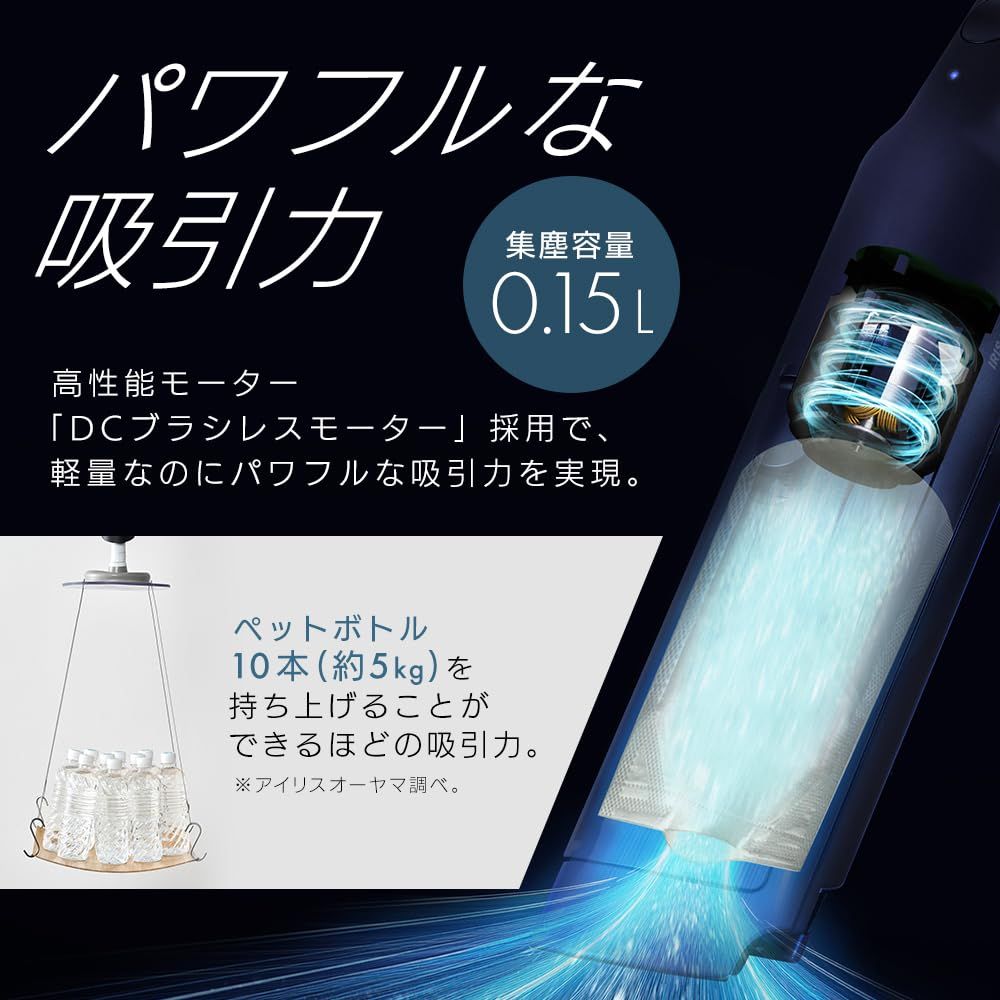 【紙パック式】アイリスオーヤマ ハンディクリーナー 掃除機 コードレス 充電スタンド付き 車用 お手入れ不要 HBD-3AZ1-B【Amazon.co.jp限定】 0