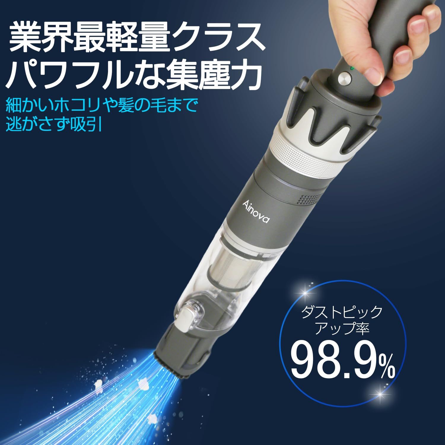 【吸引力強化20kPa】Ainova ハンディクリーナー コードレス 掃除機 ハンディ 車用掃除機 軽量 長時間稼働 静音 充電スタンド付き パワフル コンパクト 人気 カーチャージャー付属/ブラシノズル/ホースノズル付属 K16(グレー) 0