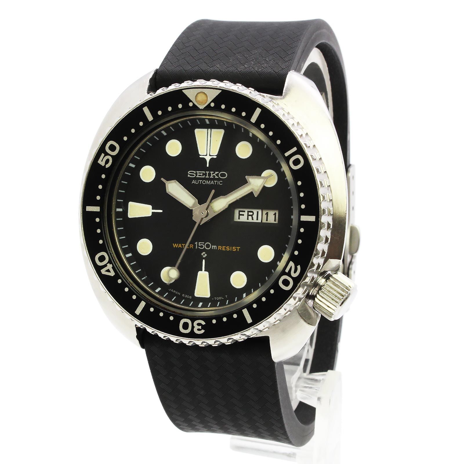 セイコー 6306-7000 サードダイバー 自動巻き ステンレススチール ラバー ブラック シルバー 腕時計 SEIKO(中古)
