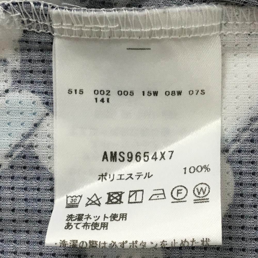 超美品】アンパスィ 半袖ポロシャツ ネイビー×白 総柄 車 胸ロゴ
