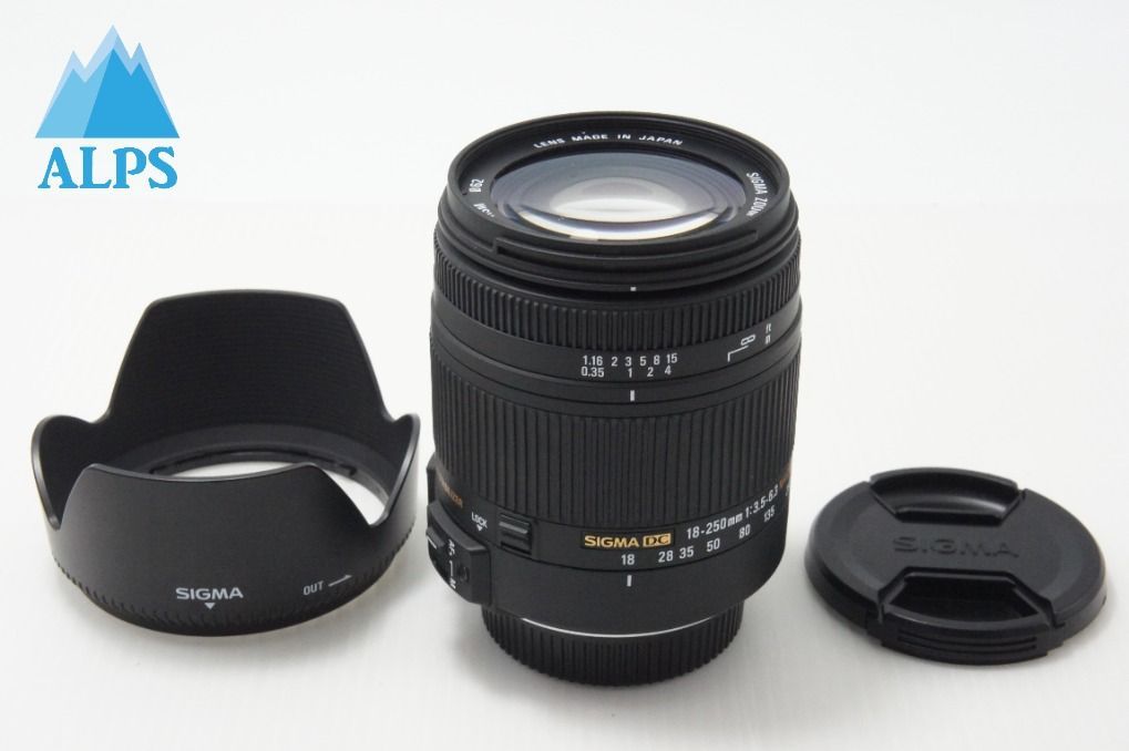 美品 SIGMA シグマ 18-250mm F3.5-6.3 DC MACRO OS HSM Nikon ニコン Fマウント APS-C ズームレンズ フード付 260717a