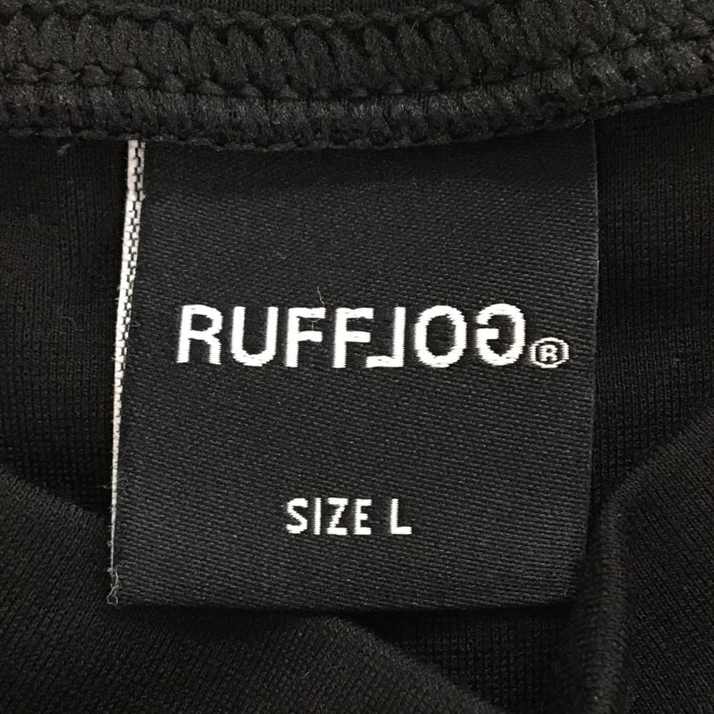 RUFFLOGハイネックシャツ L ブラック 超美品】ラフロッグ 半袖ハイネックシャツ 黒×白 ロゴ刺しゅう メンズ