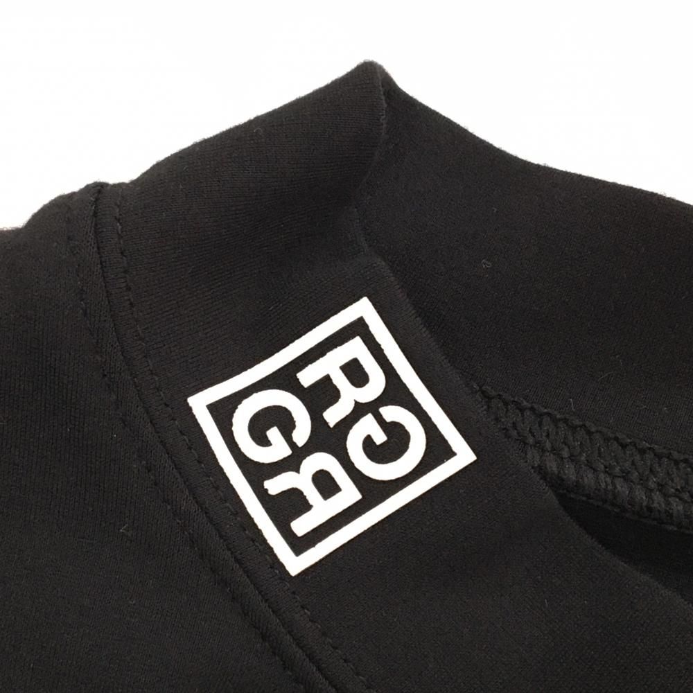 RUFFLOG 半袖ハイネックシャツ 超美品】ラフロッグ 半袖ハイネックシャツ 黒×白 ロゴ刺しゅう メンズ