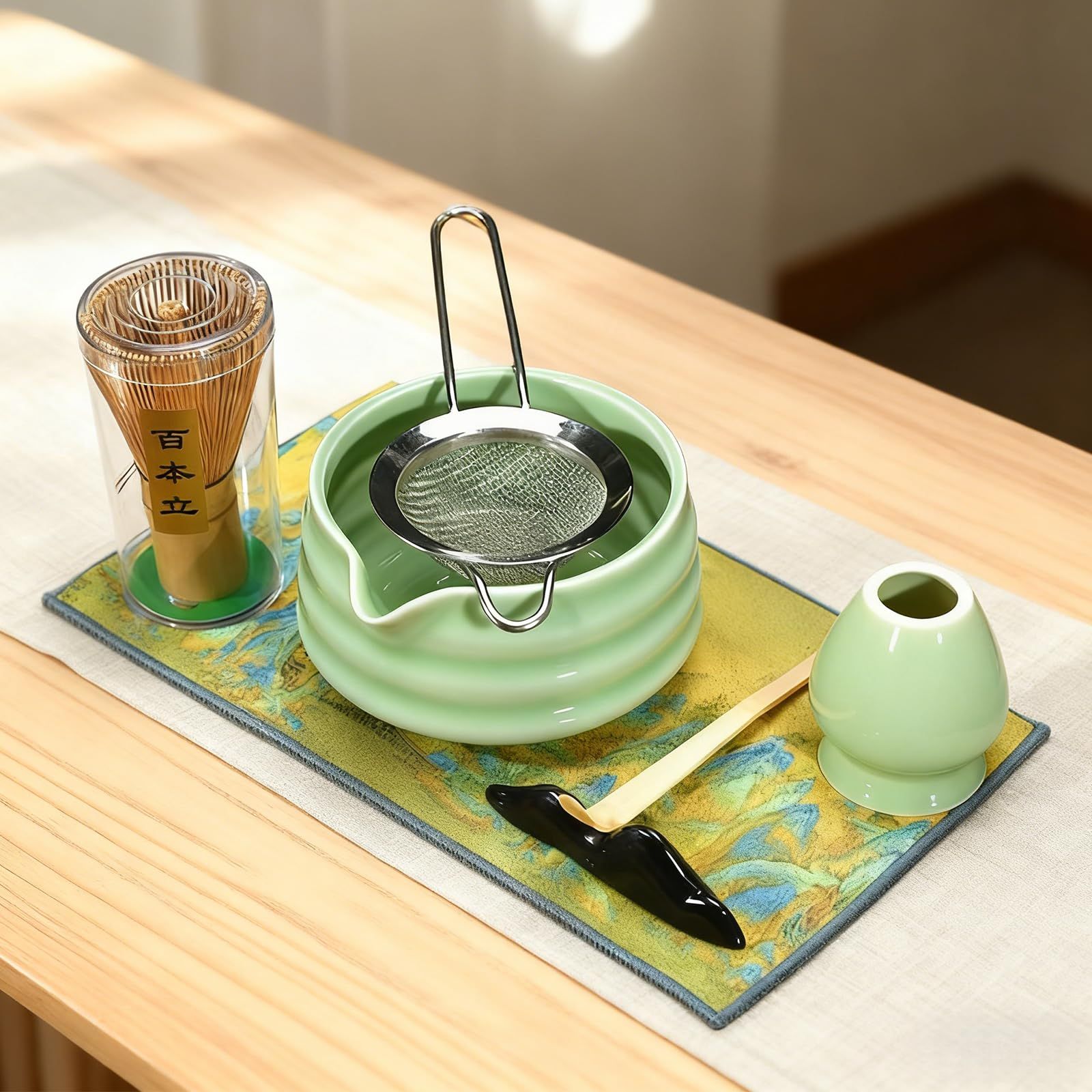 EatnMgan 抹茶 セット 茶道 茶道具 7点セット 抹茶碗付き 初心者向け