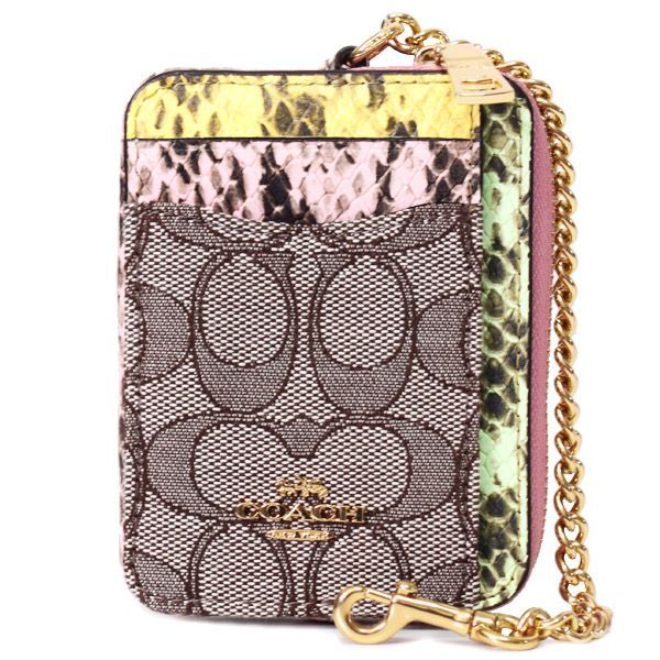 コーチ コインケース COACH パイソン ジャガード レザー シグネチャー アニマル スネーク チェーン ロゴ ジップ カードケース カードポーチ 定期入れ 名刺入れ コインケース オークマルチ CEC52