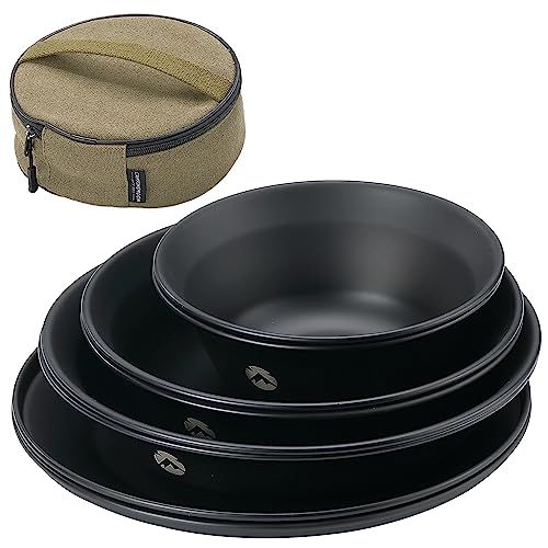 キャンピングムーン(CAMPING MOON) テーブルウェア キャンプ プレート ステンレス 食器 セット 帆布ケース付き 黒 BKS395送料無料 53ea54a0