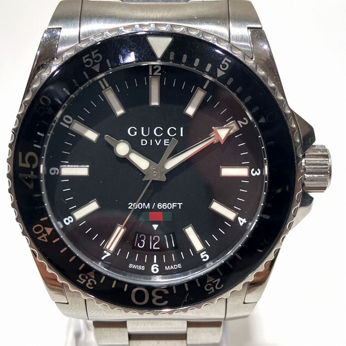 グッチ GUCCI ダイブ 腕時計 総重量約154.2g SS SS 自動巻き ブラック