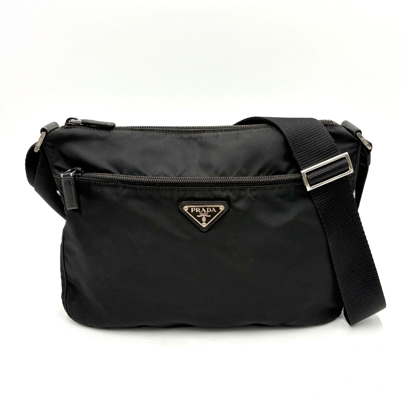 PRADA プラダ 三角ロゴプレート ナイロン×レザー カメラバッグ