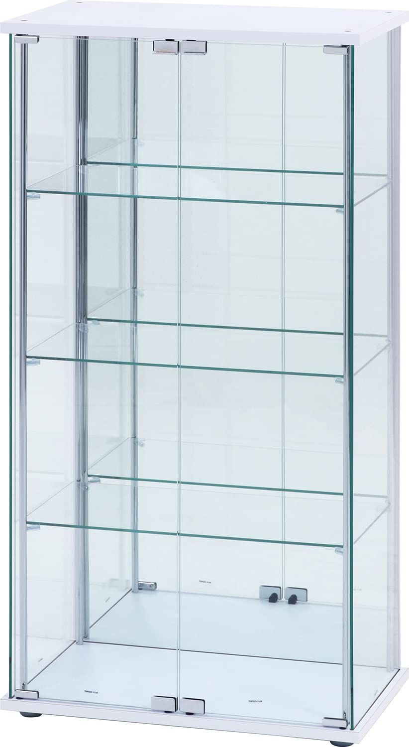 【新品】不二貿易 コレクションケース フィギュアケース 4段 幅60.5×奥行36.5×高さ120cm ホワイト ワイドタイプ 背面ミラー 組立商品 72799