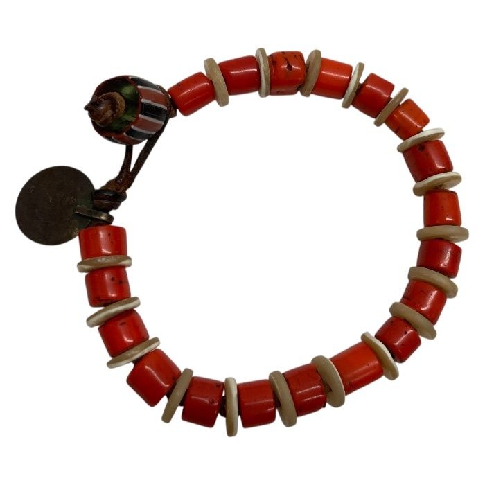 HENRY CUIR ブレスレット チョーカー　レザー ビーズ Henry cuir/アンリークイール/ビーズブレスレット/レザー/オレンジ