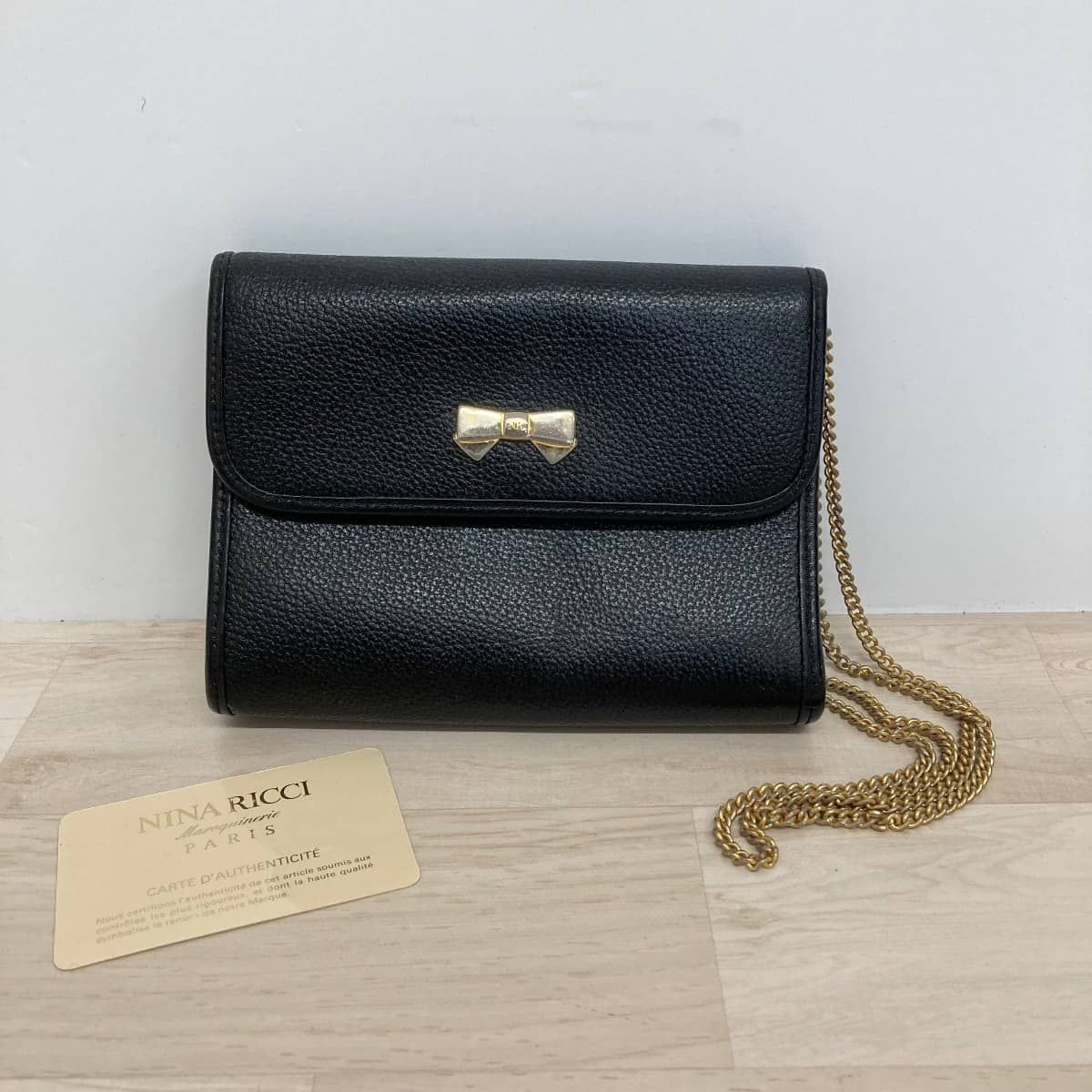 美品】NINA RICCI ニナリッチ チェーン ミニショルダーバッグ NINA 