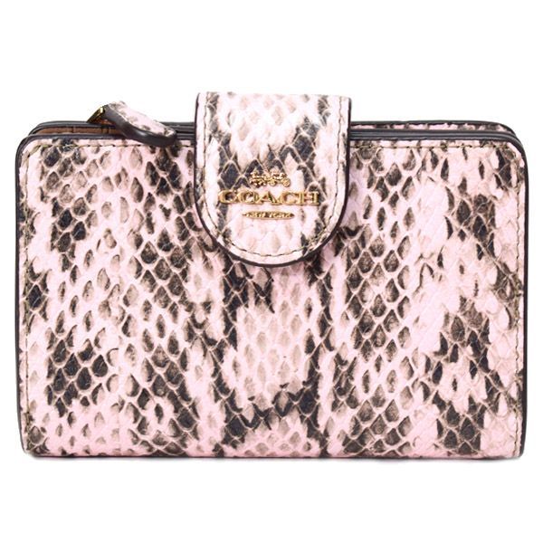 コーチ 財布 COACH パイソン スネークレザー エンボスドアニマル ロゴ ミディアム コーナー ジップ ウォレット 二つ折り財布 ピンク CEL81 19,368円