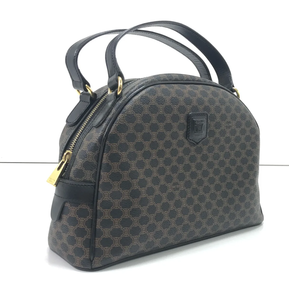CELINE セリーヌ ハンドバッグ マカダム柄 ハーフムーンハンドバッグ