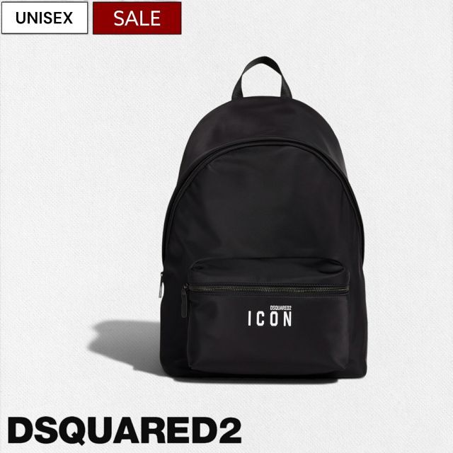 【定価79,200円(税込)】DSQUARED2 ディースクエアード　大人のラグジュアリーカジュアルを演出する！存在感を放つブランド＆ICONロゴ入りバックパック！ リュック 鞄 バック リュックサック ブラック S82BPM0113 男女兼用 ユニセックス