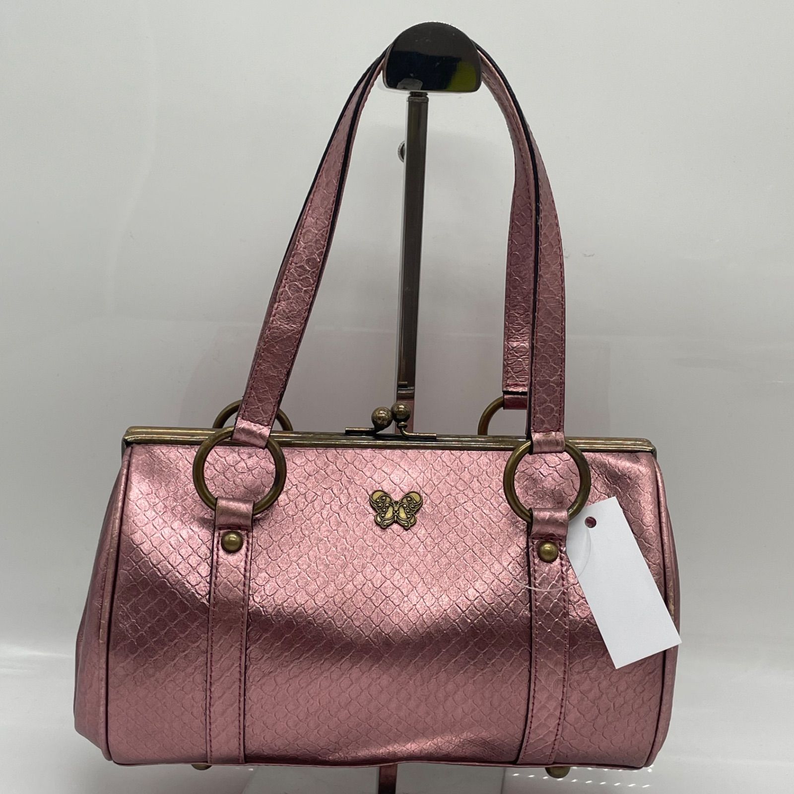 BN9587□ANNA SUI アナスイ ハンドバッグ 肩掛け メタリックピンク