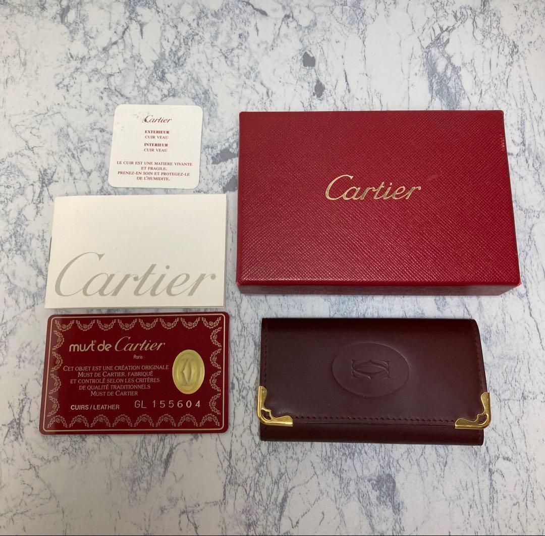 Cartier カルティエ 4連 マストライン キーケース レザー ボルドー
