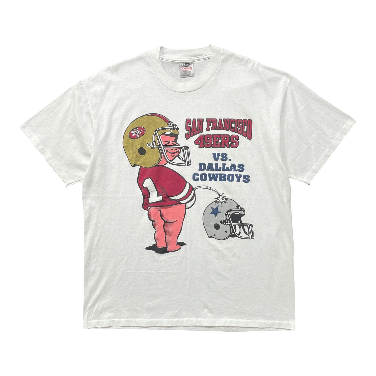 USA 古着 90S NFL サンフランシスコ49ERS ダラスカウボーイズ ヴィンテージ Tシャツ プリント メンズXL ホワイト シングルステッチ BA6560