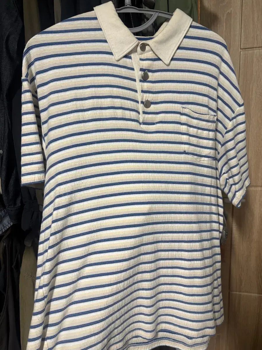 (3) ハッチングルーム ストライプ ポロTシャツ