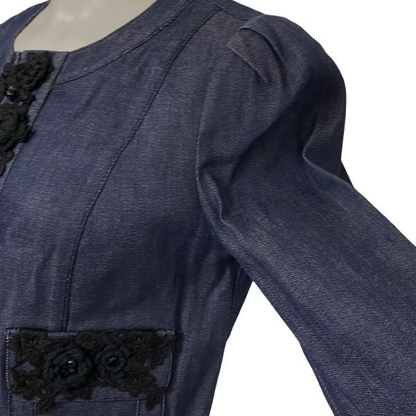 新品タグ　未使用　サイズ42 トゥービーシック　ノーカラーデニムジャケット ◇ トゥービーシック TO BE CHIC デニムジャケット ノーカラー