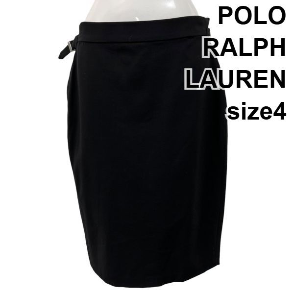 ◆ ポロラルフローレン POLO RALPH LAUREN スカート ひざ丈 タイト 黒 毛 4 L 40号 レディース S6H905