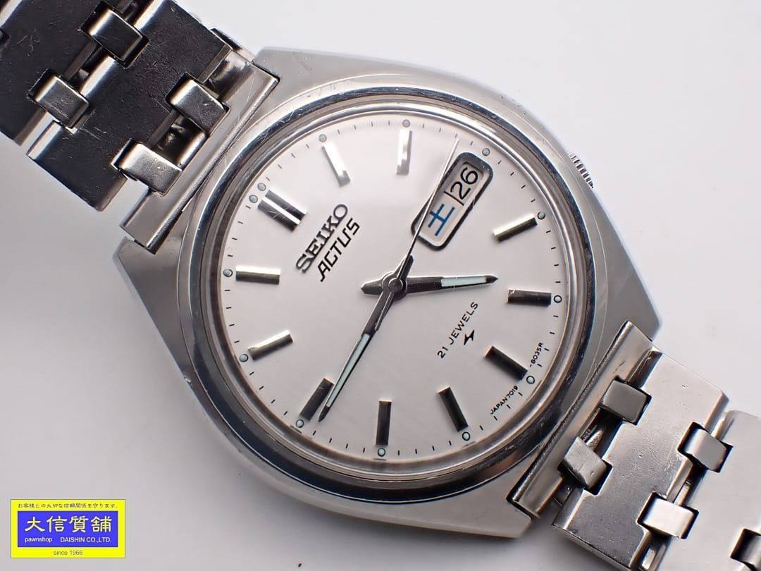 SEIKO ACTUS セイコー アクタス メンズウォッチ 7019-8010 SS 自動巻き シルバーダイヤル 稼働品 中古C 【送料無料】 B-2409【質屋出品】