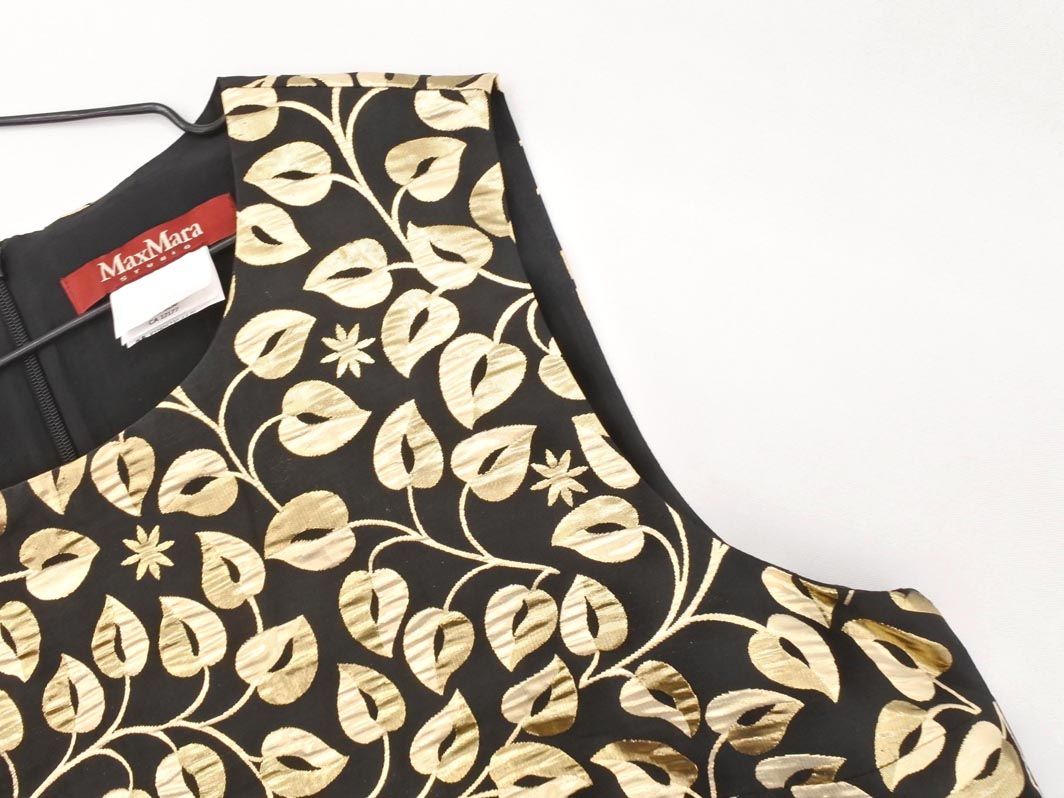 Max Mara マックスマーラ 総柄 ノースリーブ ワンピース 黒