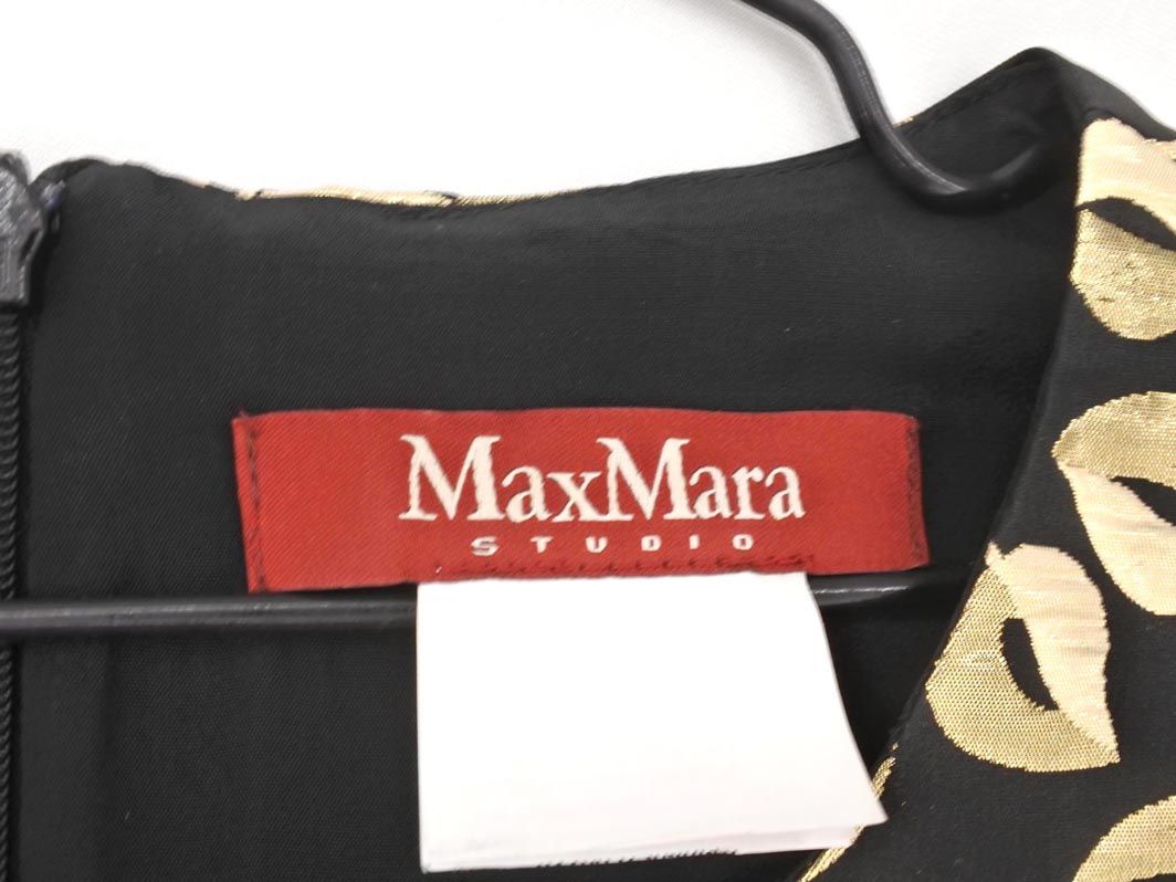 Max Mara マックスマーラ 総柄 ノースリーブ ワンピース 黒