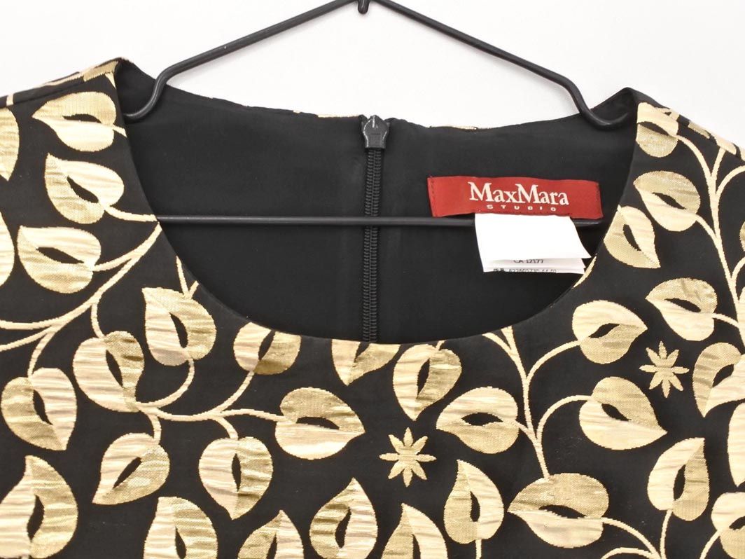 Max Mara マックスマーラ 総柄 ノースリーブ ワンピース 黒