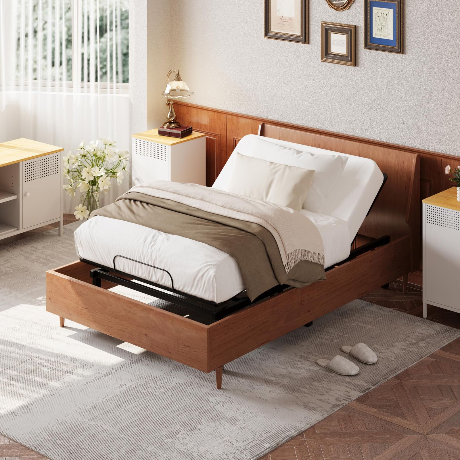 FLEXISPOT 電動ベッド リクライニング フレーム シングル 一人用 ベッドフレーム 簡単リモコン 奥行195×高さ36.5? 耐荷重270kg ゼミダブルサイズ 低噪音 5年き (ゼミダブル)★m 5dfe11f1