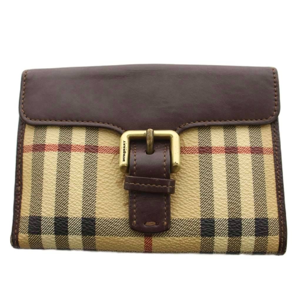 バーバリー BURBERRY ノバチェック 財布 二つ折り 小銭入れ PVCコーティングキャンバス レザー ベージュ 茶 ブラウン /AN ■GY18 11,999円