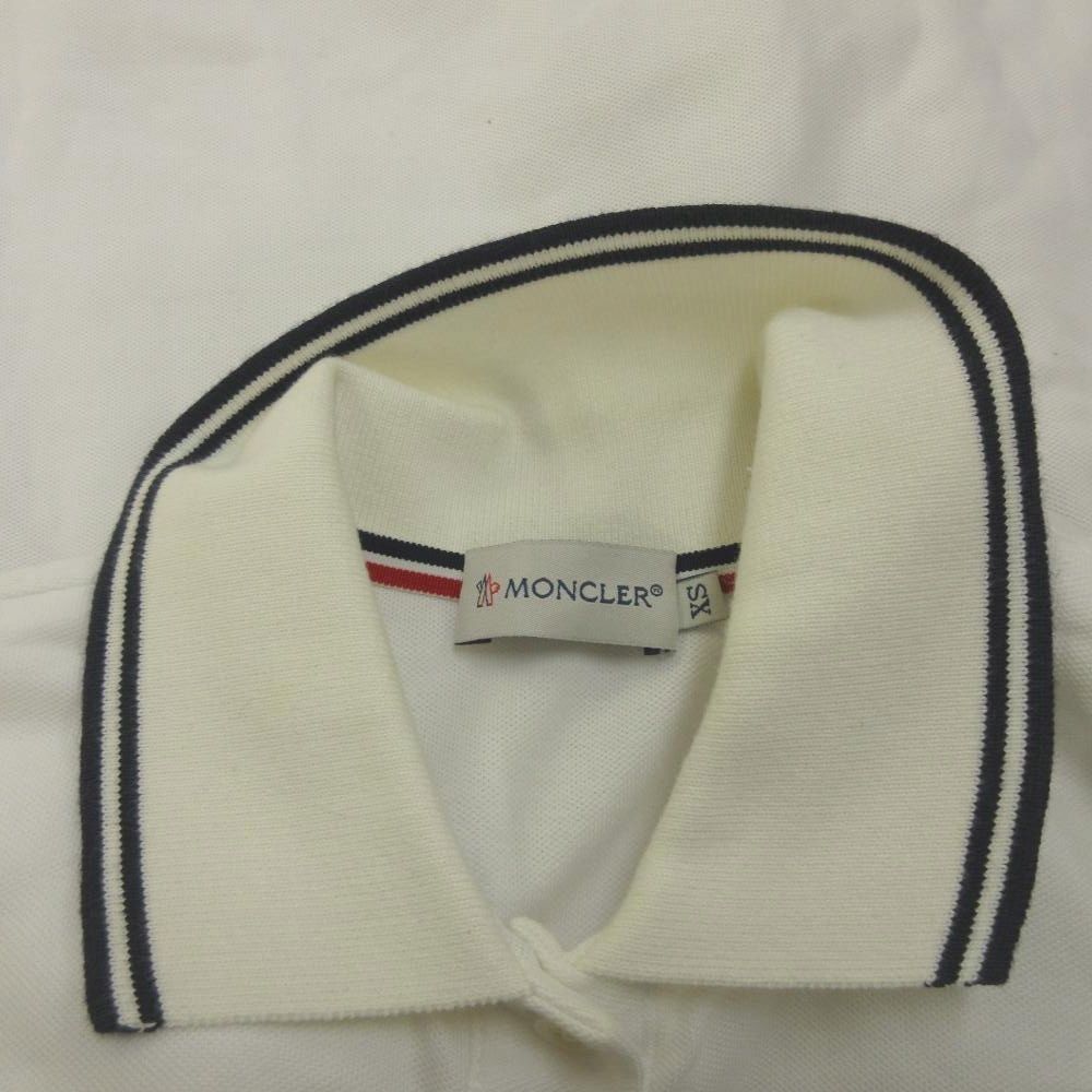 モンクレール MONCLER ポロシャツ 半袖 ロゴ ワッペン XS 白 ホワイト