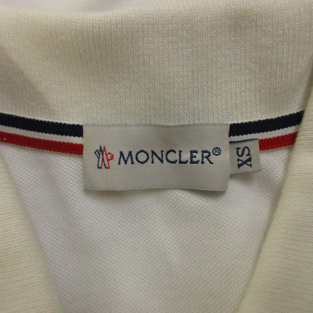 モンクレール MONCLER ポロシャツ 半袖 ロゴ ワッペン XS 白 ホワイト
