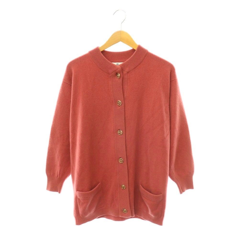 バランタイン BALLANTYNE カシミヤ ニット カーディガン 長袖 金色ロゴボタン 4 ピンク /DO ■GY18