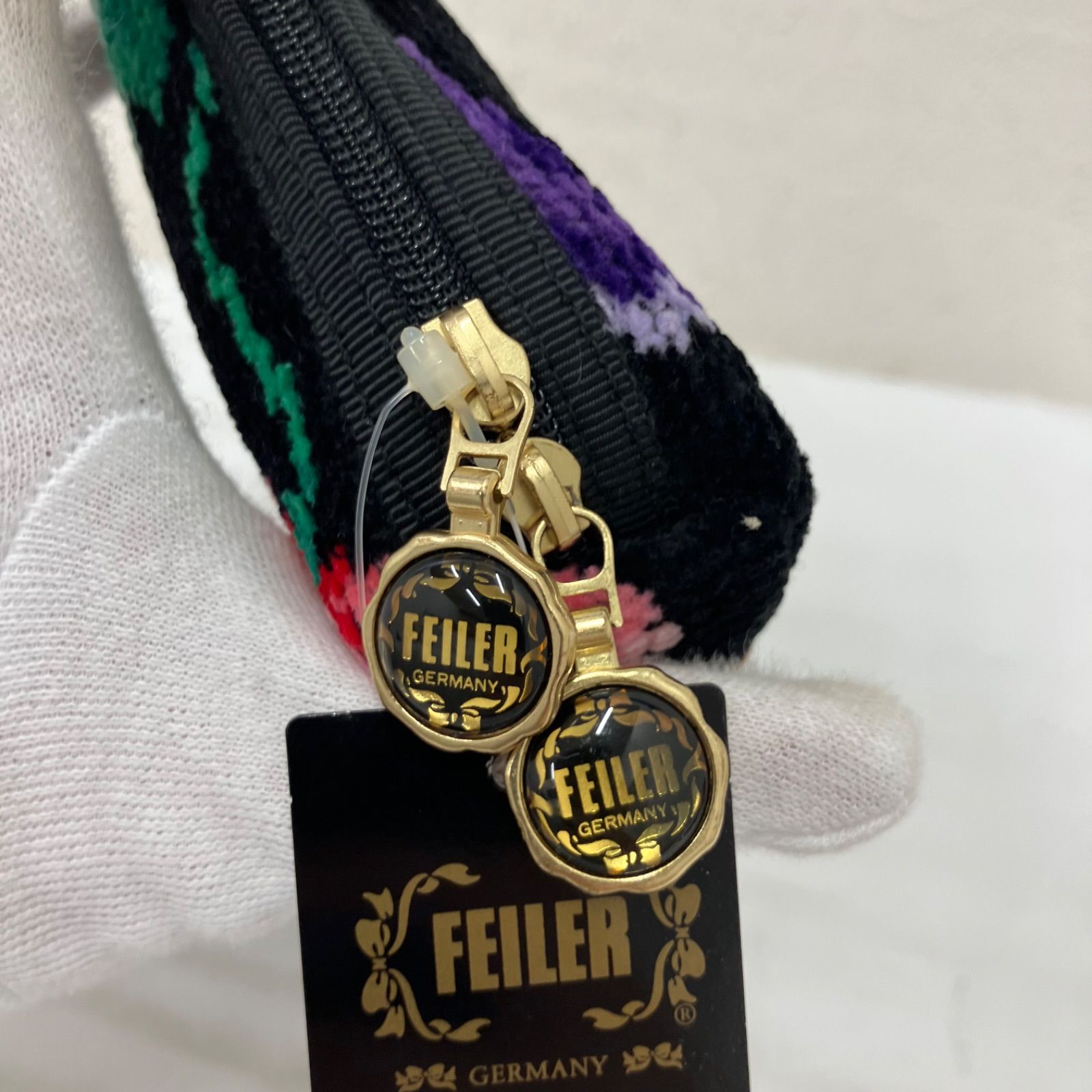 5473 【美品】 FEILER フェイラー タグ付き 便利ポーチ ポピーズ 花柄