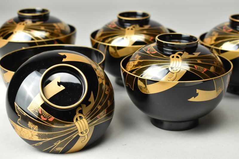 蔵A6739a】輪島塗 老舗 漆光堂造 木製 蒔絵吸物椀 五客 共箱 - メルカリ