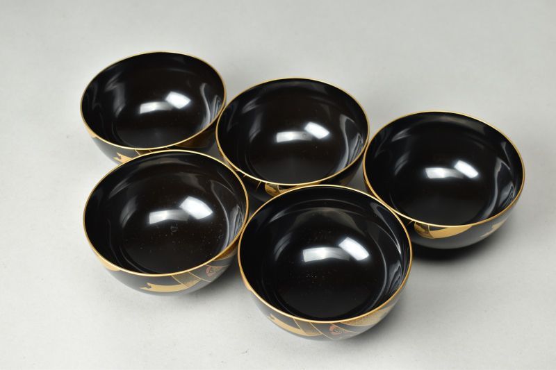 蔵A6739a】輪島塗 老舗 漆光堂造 木製 蒔絵吸物椀 五客 共箱 - メルカリ