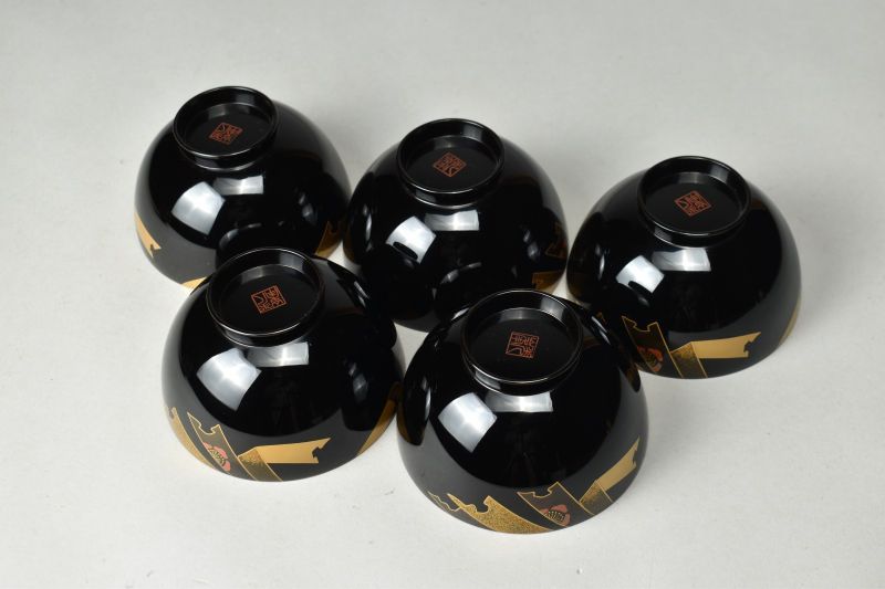蔵A6739a】輪島塗 老舗 漆光堂造 木製 蒔絵吸物椀 五客 共箱 - メルカリ