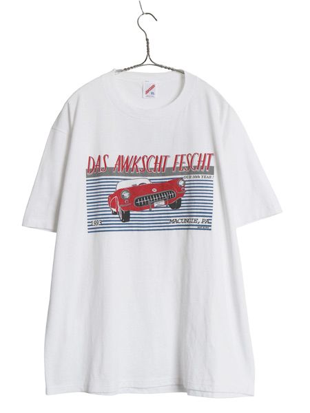 90s USA製 シボレー コルベット イラスト 両面 プリント Tシャツ メンズ XL / オールド 自動車 企業 アメ車 シングルステッチ 大きいサイズ