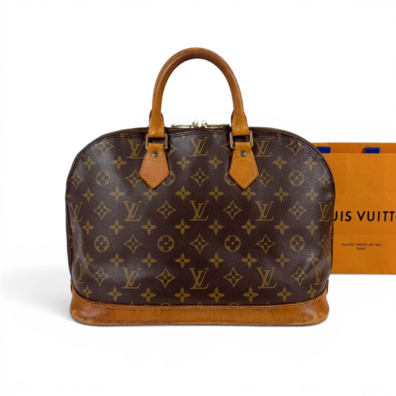 ルイヴィトン　LOUIS VUITTON ハンドバッグ　アルマ　PM ドーム型　モノグラム柄　ブラウン　モノグラムレザー　トップハンドルバッグ