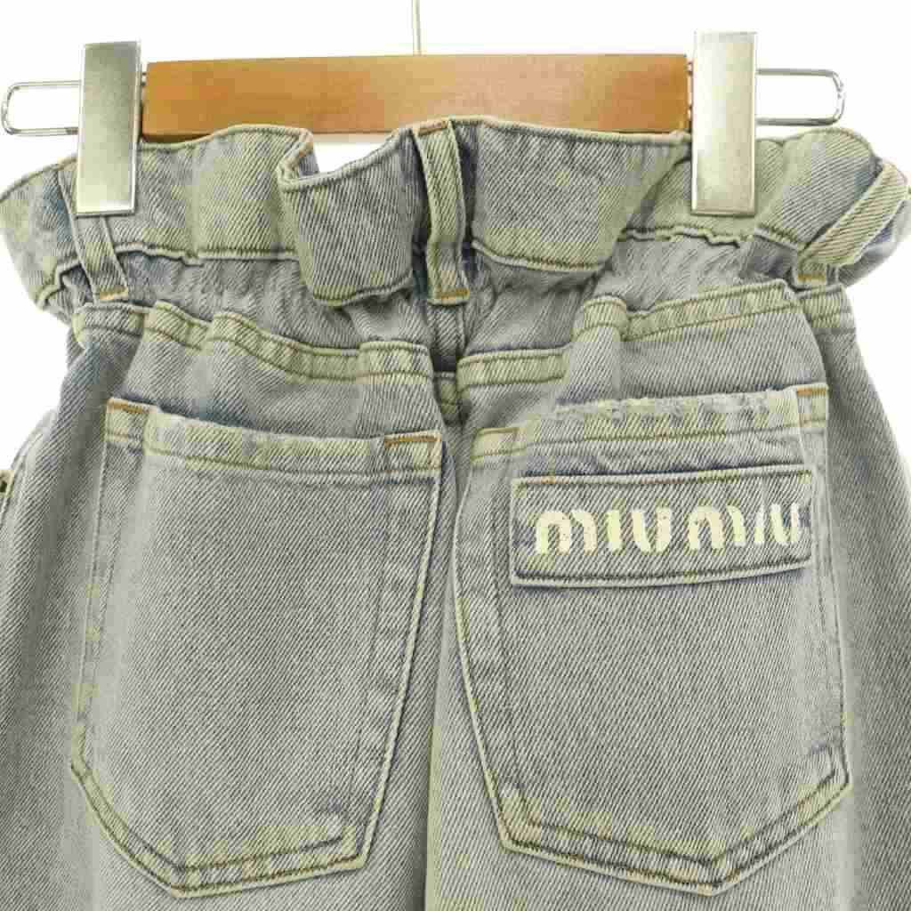 ミュウミュウ miumiu ウエストギャザー アイコニック デニムパンツ