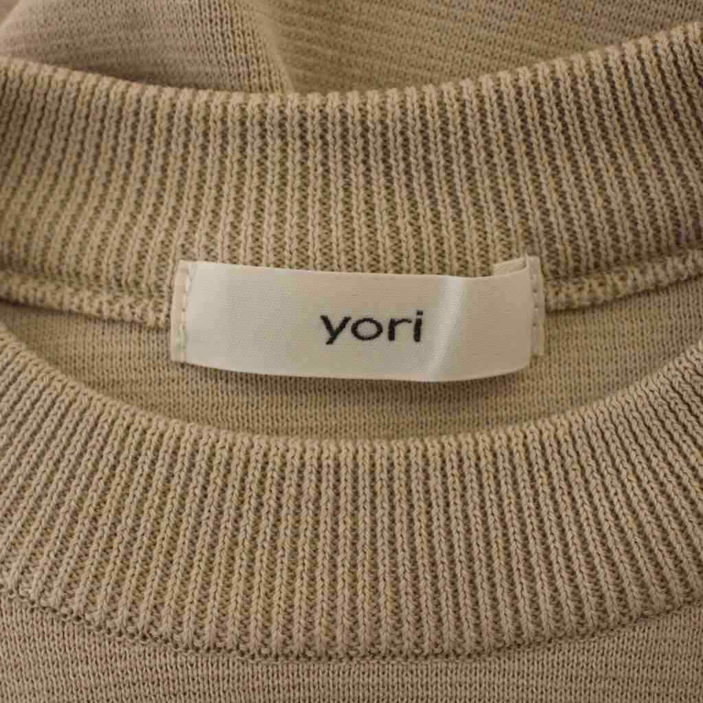 ヨリ yori ニット セーター F ベージュ コットンパフスリーブ 半袖