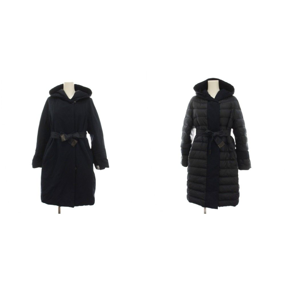 S MaxMara リバーシブル フード ナイロンコート 38 スプリングコート Sマックスマーラ 'S Max Mara ダウンコート ロング リバーシブル 38 紺