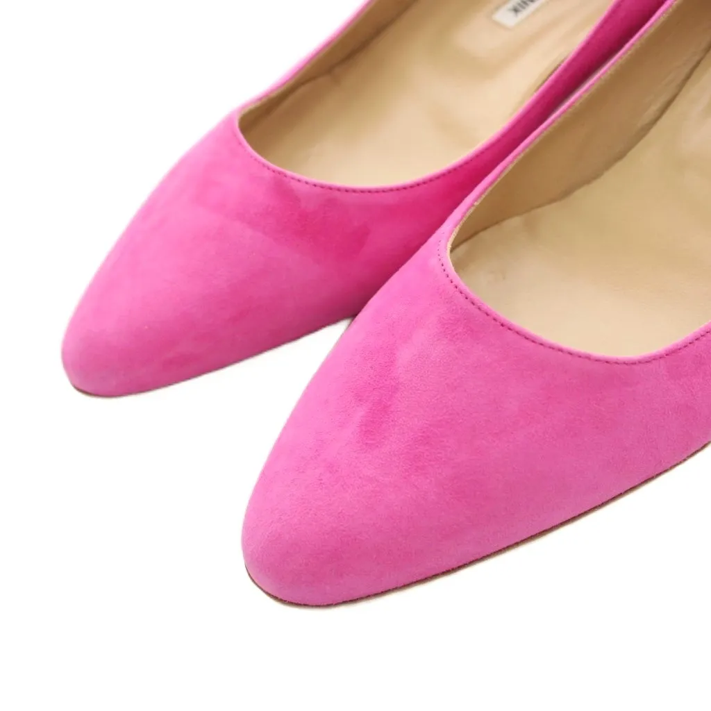 MANOLO BLAHNIK ピンク スエード パンプス マノロブラニク MANOLO BLAHNIK パンプス チャンキーヒール アーモンド