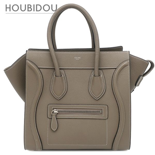 セリーヌ CELINE ハンドバッグ ラゲージ マイクロショッパー レザー スリ シルバー金具 グレージュ 189793 【保存袋】【中古】