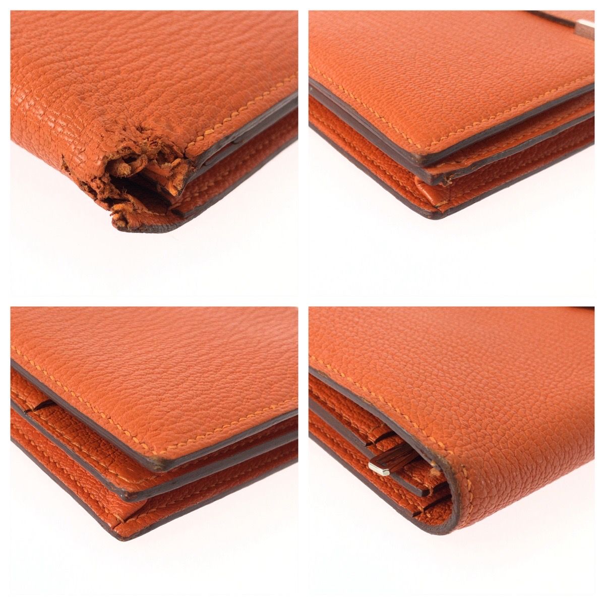 【セール！】HERMES エルメス ベアンスフレ 長財布 オレンジ シルバー金具 HERMES エルメス ベアンスフレ オレンジ シルバー金具 ヴォーエプソン