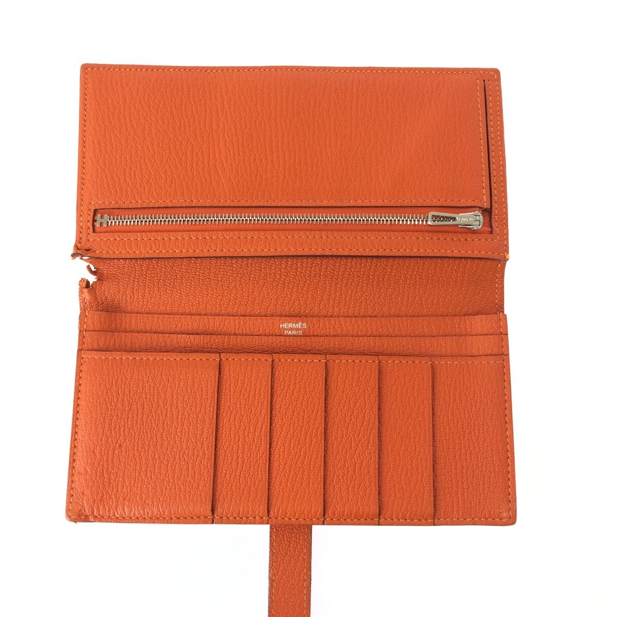 HERMES エルメス ベアンスフレ オレンジ シルバー金具 ヴォーエプソン