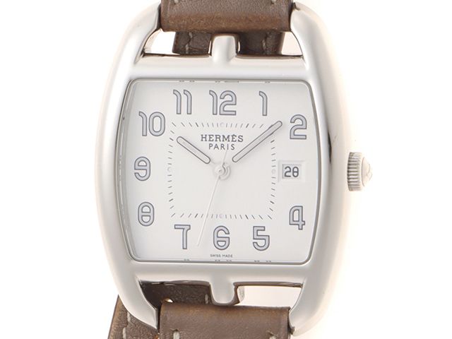 HERMES エルメス ケープコッド トノー ドゥブルトゥール CT1.710.130/WW181 腕時計 スティール/ヴォースイフト ホワイト文字盤 クオーツ レディース【中古】472