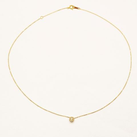 Ponte Vecchio ポンテヴェキオ K18/D0.08/1.1g ﾈｯｸﾚｽ ネックレス K18イエローゴールド K18YG/ダイヤモンド ゴールド レディース【中古】471