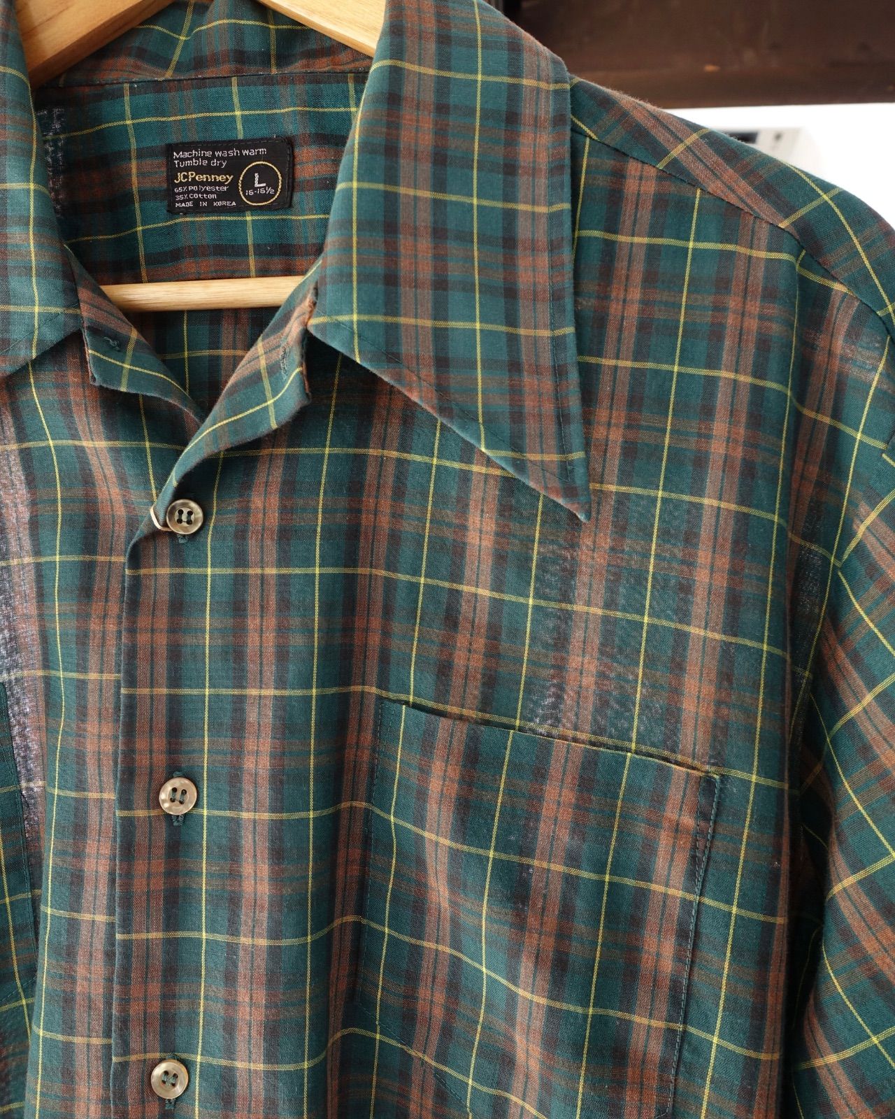 70s TOWNCRAFT S/S Check Shirt Size L タウンクラフト チェックシャツ