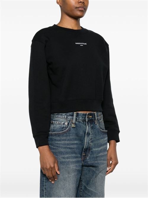 MAISON KITSUNE' ロゴ コットン クロップド スウェットシャツ 送料無料